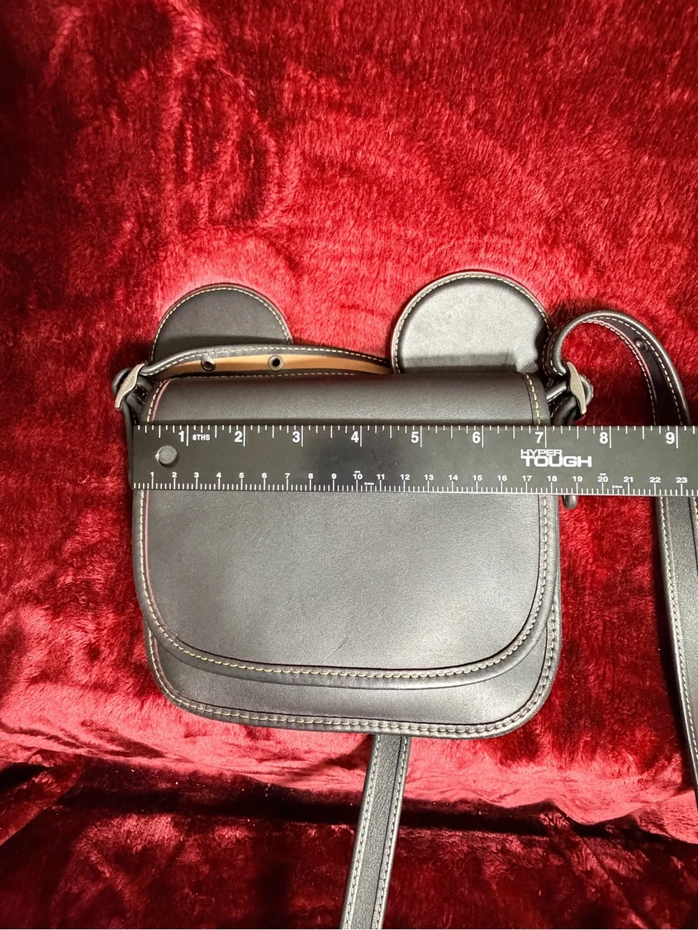Coach x Disney Patricia Saddle Bag Black Leather Mickey Ears F59369